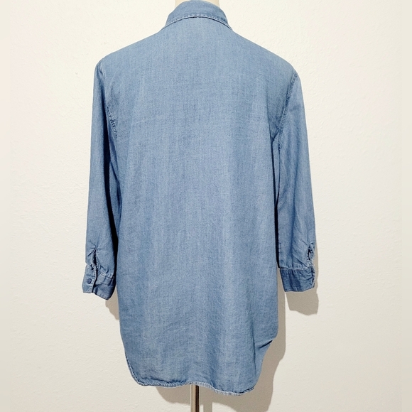 Gloria Vanderbilt Women’s Denim Chambray Button Front Tunic Shirt Top L Large - Picture 4 of 11